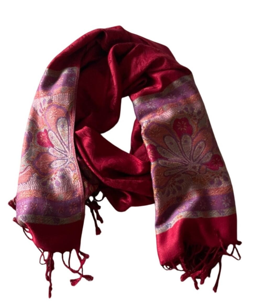 Pashmina Reversible Floral Paisley Shawl/Wrap/Scarf Red Elegant Romantic Holiday